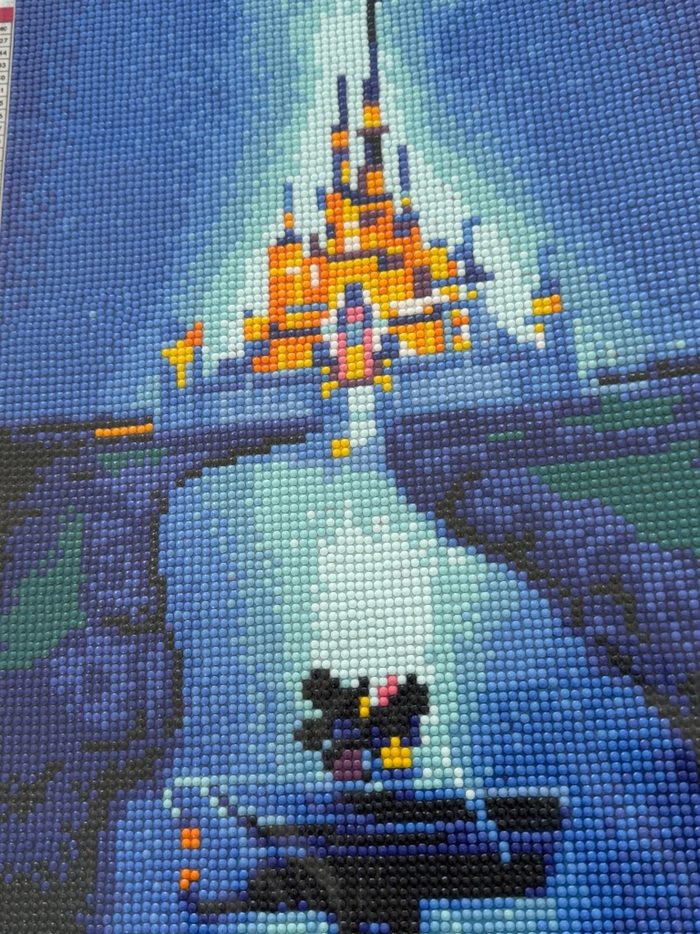Completed Diamond Art Picture of Mickey Mouse ready for framing or whatever you